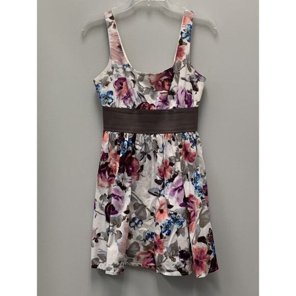 Charlotte Russe White Floral Dress w/ Sash Juniors Medium zipper back